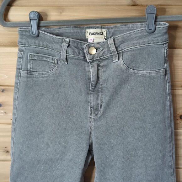 L'Agence Jeans Womens 27 Gray Skinny Midrise Jeans 25" Inseam - Picture 2 of 9